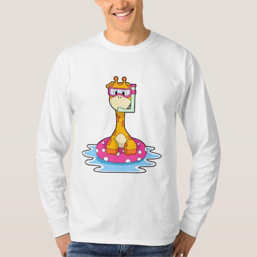 Giraffe bij zwemmen met Snorkel T-shirt (Voorkant)