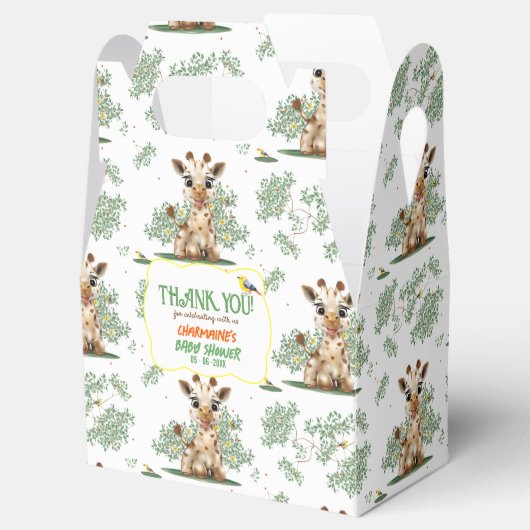 Giraffe Bird Safari Neutraal Baby shower Bedankdoosjes (Geopend)