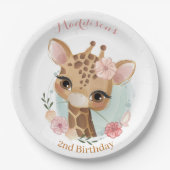 Giraffe Birthday Baby shower Papieren Bordje (Voorkant)