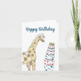 Giraffe Birthday Cake Feestdagen Kaart