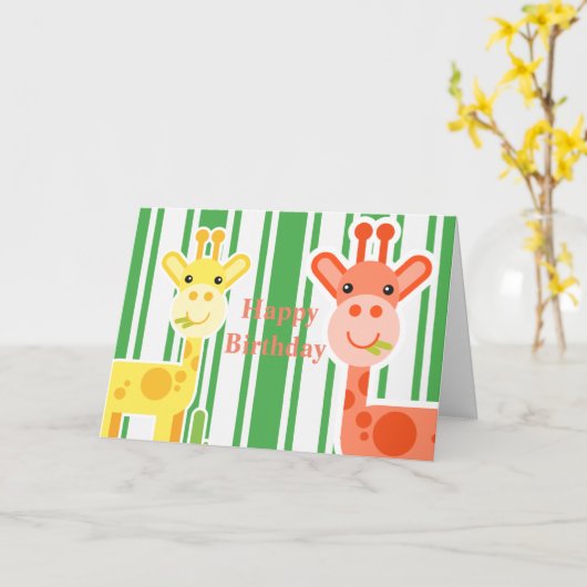 Giraffe Birthday Greeting Kaart (Gele Bloem)