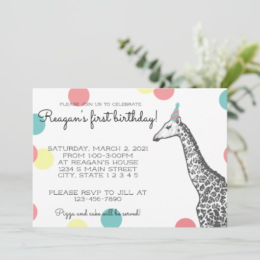 Giraffe Birthday Kaart (Staand voorkant)