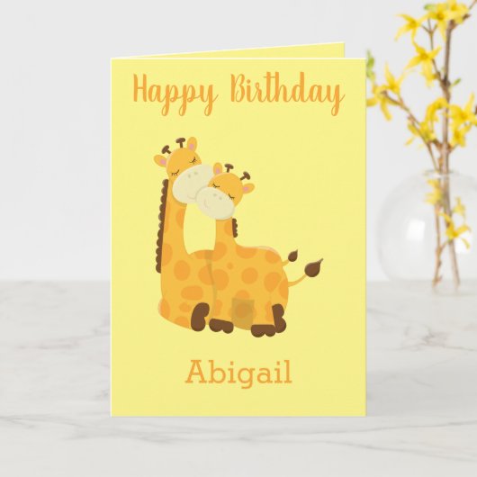 Giraffe Birthday-kaart Kaart (Gele Bloem)