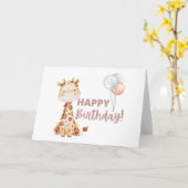 Giraffe Birthday-kaart Kaart (Gele Bloem)