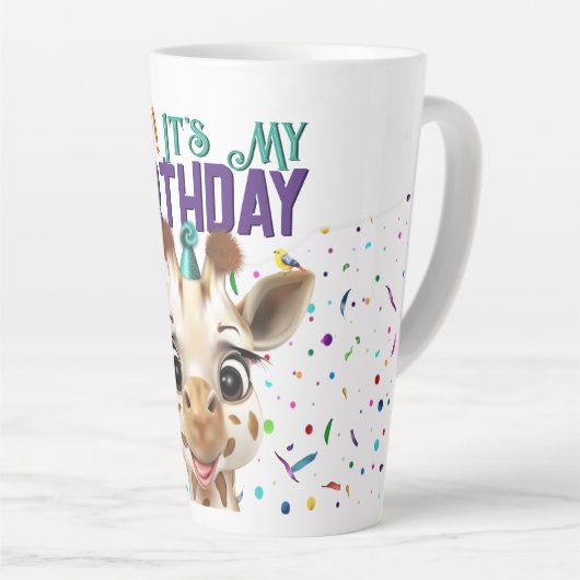 Giraffe Birthday Latte Mok (Rechterhoek)