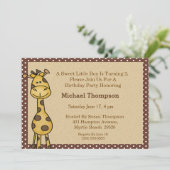 Giraffe Birthday Party Invitation Kaart (Staand voorkant)