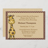 Giraffe Birthday Party Invitation Kaart (Voorkant / Achterkant)
