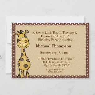 Giraffe Birthday Party Invitation Kaart