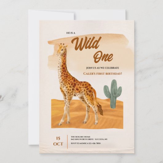 Giraffe Birthday Party Invitation Kaart (Voorkant)