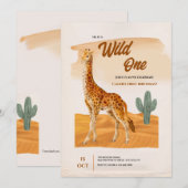 Giraffe Birthday Party Invitation Kaart (Voorkant / Achterkant)