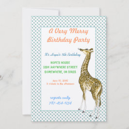 Giraffe Birthday Party Invitation Kaart