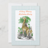 Giraffe Birthday Party Invitation Kaart (Achterkant)