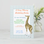 Giraffe Birthday Party Invitation Kaart (Staand voorkant)