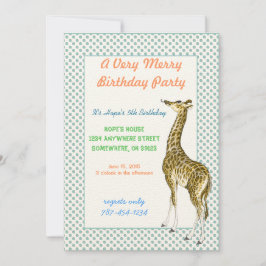 Giraffe Birthday Party Invitation Kaart