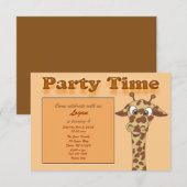 Giraffe Birthday Party Invitation Kaart (Voorkant / Achterkant)