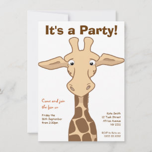 Giraffe Birthday Party Invitation Kaart