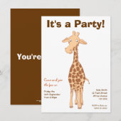 Giraffe Birthday Party Invitation Kaart (Voorkant / Achterkant)