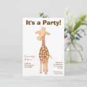 Giraffe Birthday Party Invitation Kaart (Staand voorkant)