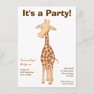 Giraffe Birthday Party Invitation Kaart