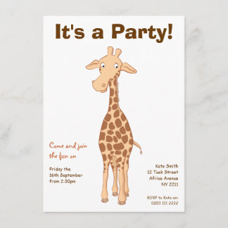 Giraffe Birthday Party Invitation Kaart
