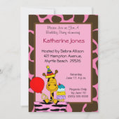 Giraffe Birthday Party Invitations Kaart (Voorkant)