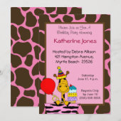 Giraffe Birthday Party Invitations Kaart (Voorkant / Achterkant)