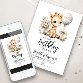 Giraffe Birthday Party Kaart