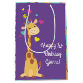 Giraffe Birthday Party Medium Cadeauzakje (Voorkant)