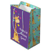 Giraffe Birthday Party Medium Cadeauzakje (Achterkant Gekanteld)