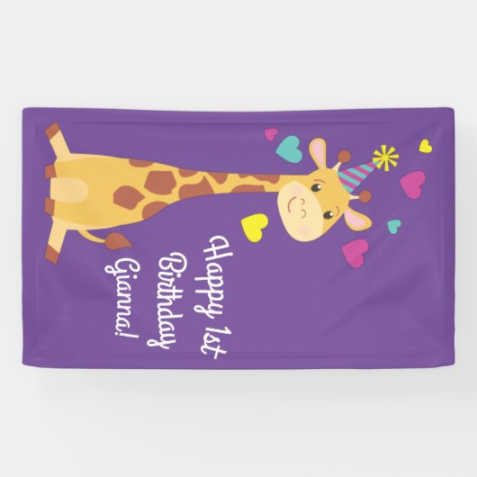 Giraffe Birthday Party Spandoek (Horizontaal)