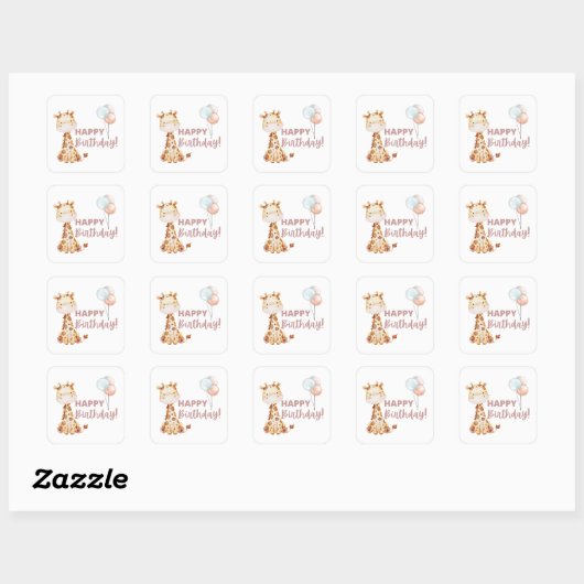 Giraffe Birthday Stickers (Vel)