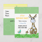 Giraffe Birthday Uitnodiging (Voorkant / Achterkant)