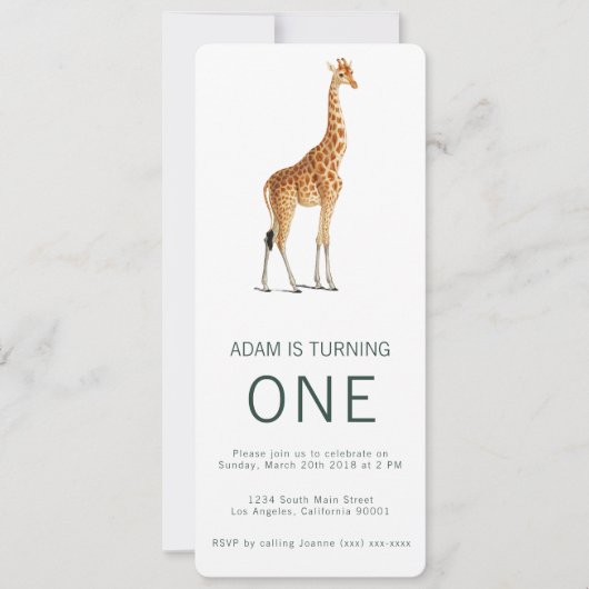 Giraffe Birthday Uitnodiging (Voorkant)