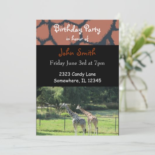 Giraffe Birthday Uitnodiging (Staand voorkant)