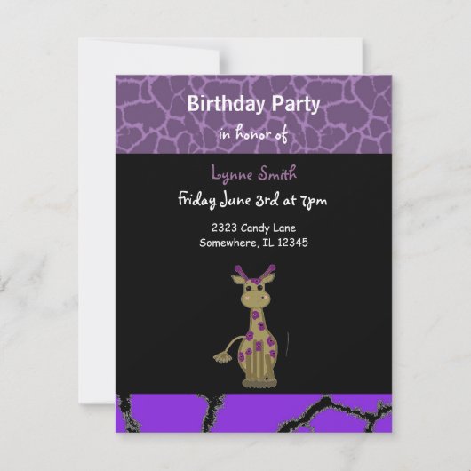 Giraffe Birthday Uitnodiging (Voorkant)