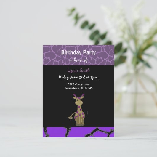 Giraffe Birthday Uitnodiging (Staand voorkant)