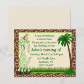 Giraffe Birthday Uitnodiging (Voorkant / Achterkant)