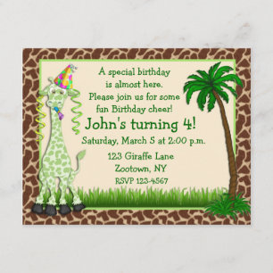 Giraffe Birthday Uitnodiging
