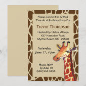 Giraffe Birthday Uitnodiging (Voorkant / Achterkant)