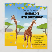 Giraffe Birthday Uitnodiging (Voorkant / Achterkant)