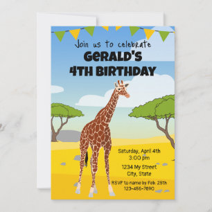 Giraffe Birthday Uitnodiging
