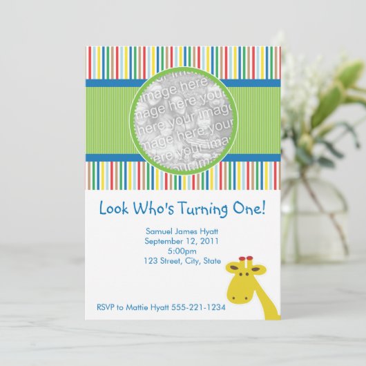 Giraffe Birthday Uitnodiging en aankondiging (Staand voorkant)