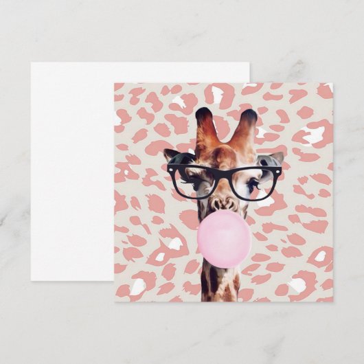 Giraffe blaasgom met achtergrond voor dierlijke af bedankkaart (Voorkant / Achterkant)