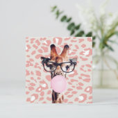 Giraffe blaasgom met achtergrond voor dierlijke af bedankkaart (Staand voorkant)