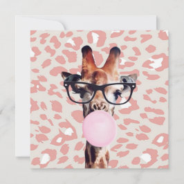 Giraffe blaasgom met achtergrond voor dierlijke af bedankkaart