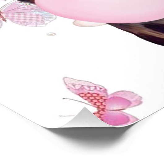 Giraffe blaasgom met vlinderachtergrond foto afdruk (Hoek)