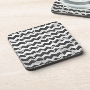 Giraffe Black en Gray Chevron Pattern Drankjes Onderzetter