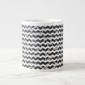 Giraffe Black en Gray Chevron Pattern Grote Koffiekop (Voorkant)