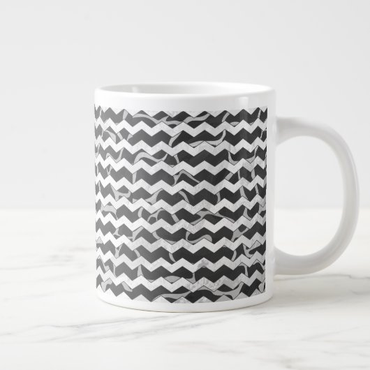 Giraffe Black en Gray Chevron Pattern Grote Koffiekop (Rechts)