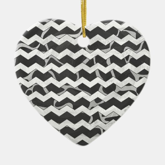 Giraffe Black en Gray Chevron Pattern Keramisch Ornament (Voorkant)